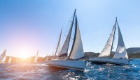 Die Johannis-Regatta mit ihren vielen Schiffen und Segeln, die übers Wasser des Rheins findet sich am Rheinufer am Weintor.